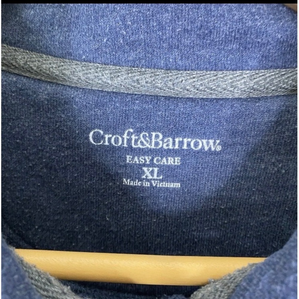 Croft & Barrow Sweatshirt Men XL Heather Blue Collared 1/4 Zip Pullover Cotton - Picture 6 of 13